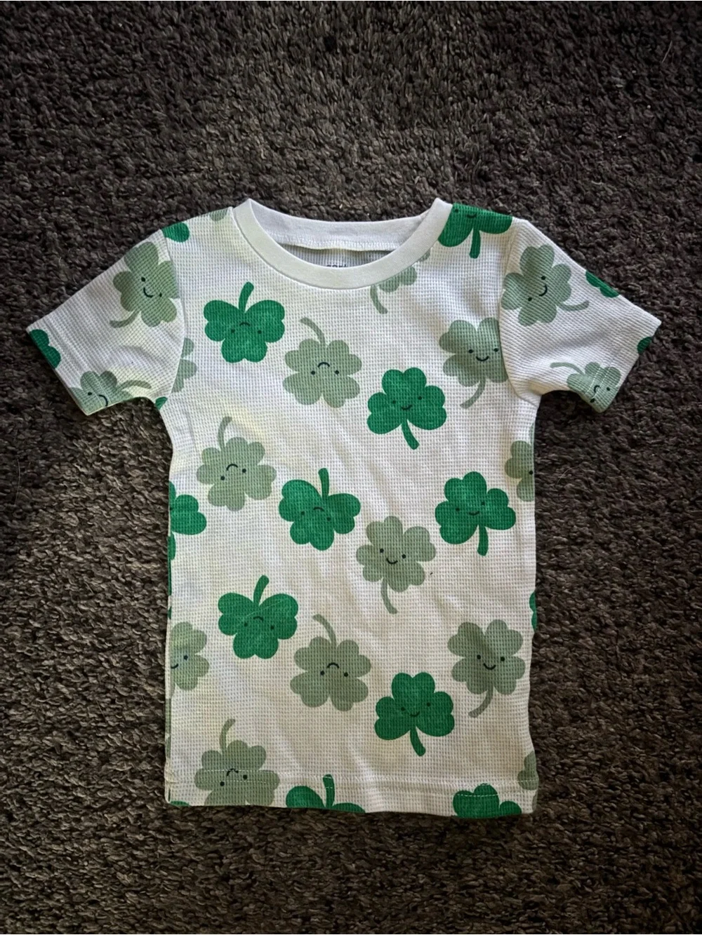 Carter's White Tee with Green Clover Print